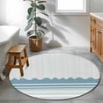 thumbnail image 3 of Blue Striped Round Area Rug 4Ft Washable Circle Rugs for Bedroom Dining Room, Abstract Modern Geometric Stripes Non-Slip Carpet Floor Mats Indoor Outdoor Carpet Runner Aesthetic Home Decor, 3 of 8