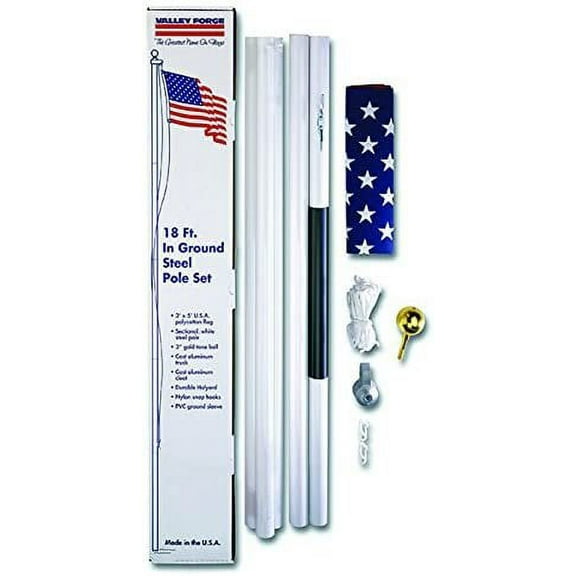 Valley Forge Steel Sectional Flagpole Kit - Outdoor Flagpole - 3' x 5', Multicolor