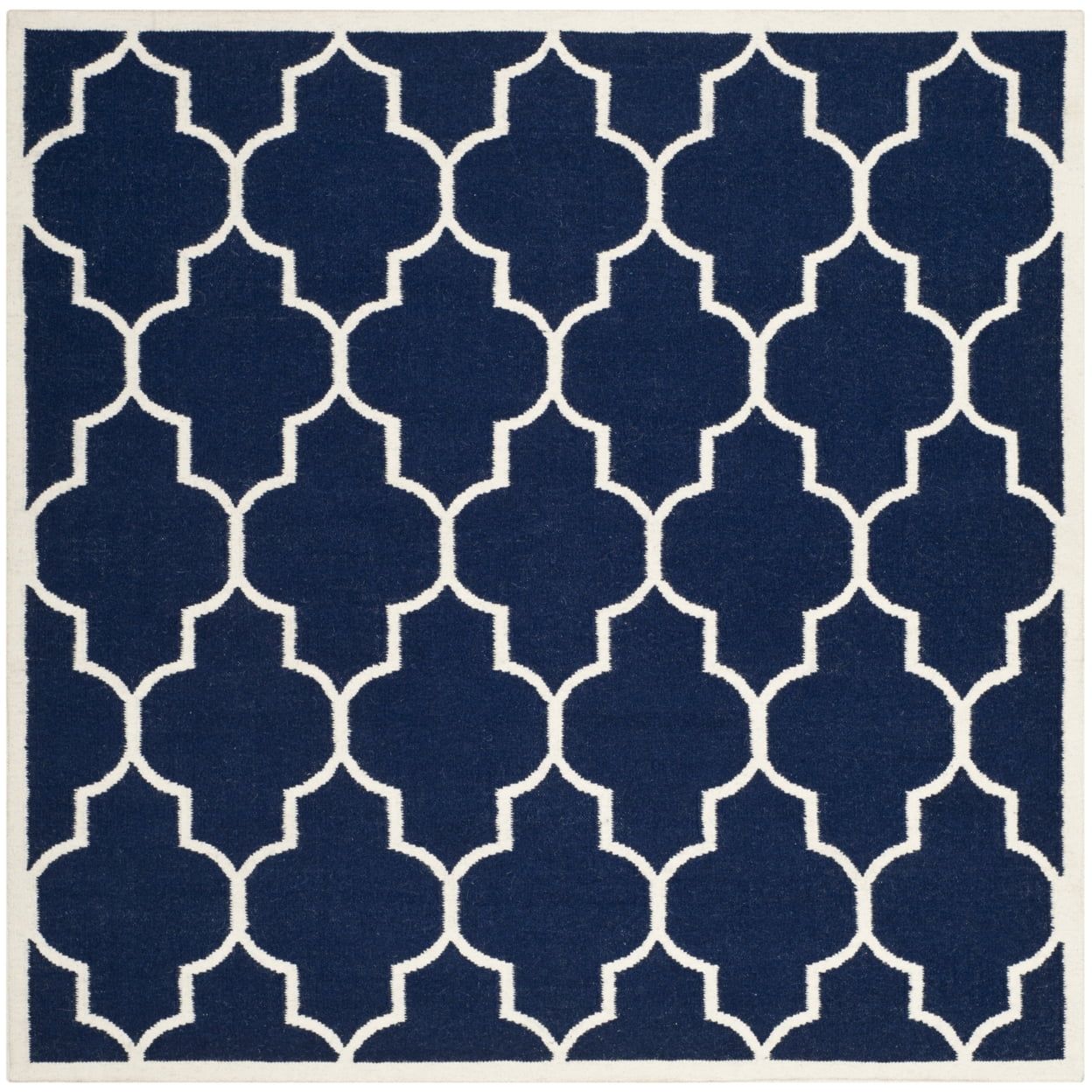 SAFAVIEH Dhurrie Toby Geometric Moroccan Wool Runner Rug, Navy/Ivory, 2'6" x 6'