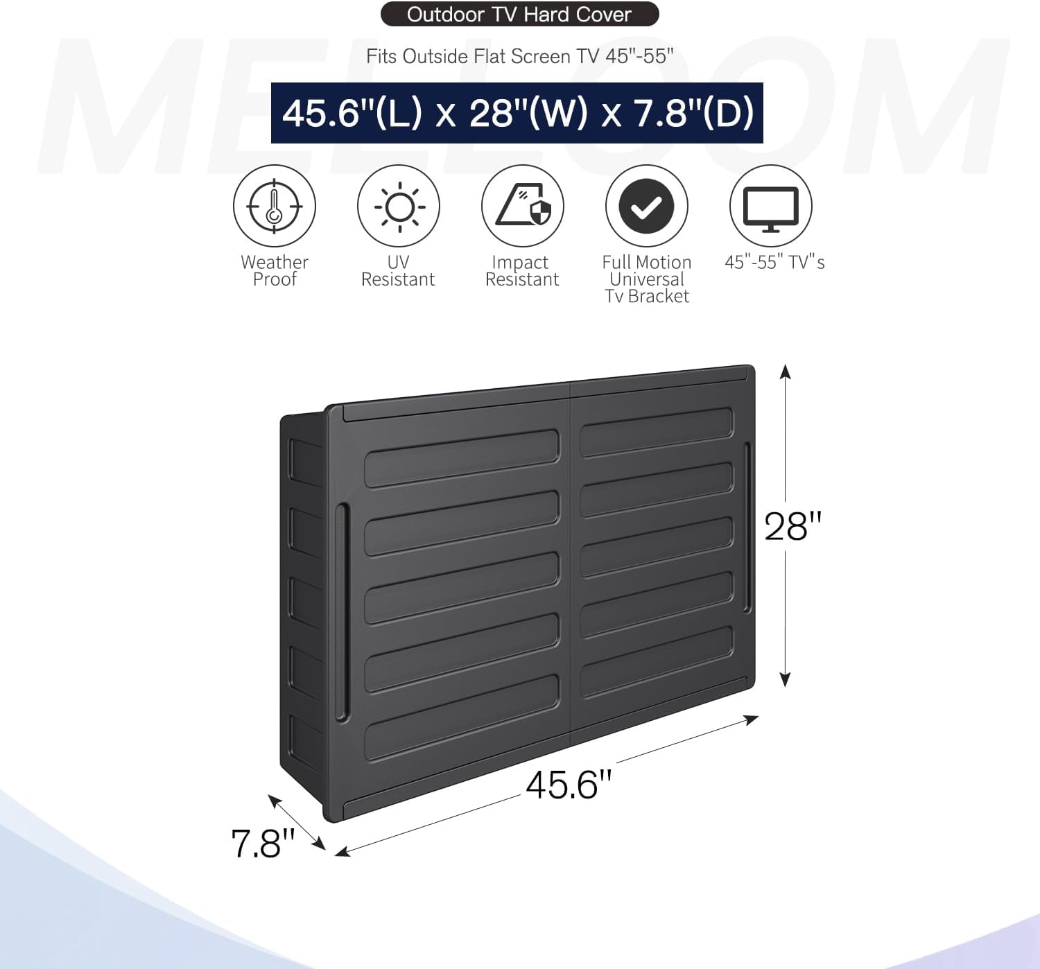 MELLCOM Hard Outdoor TV Cover for 32-44 inch TVs, Weatherproof Solid TV Shell with Full Motion Articulating TV Wall Mount for TV and Flat Panels