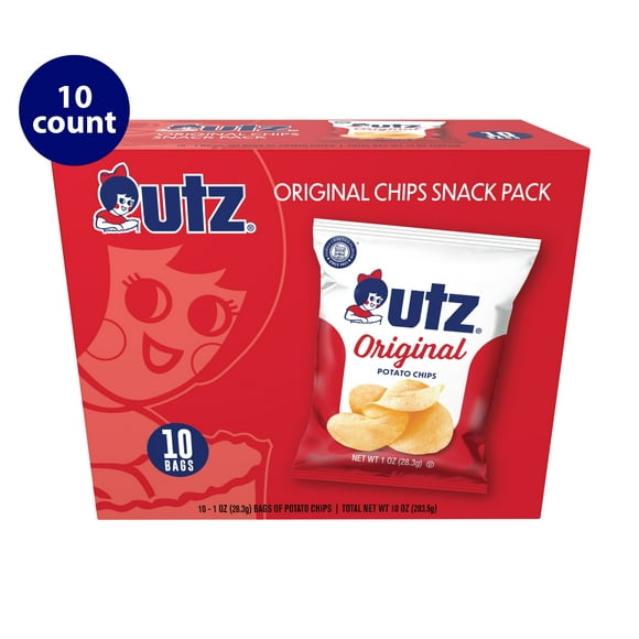 Utz Original Chip Snack Pack, Multipack, Gluten-Free, Potato Chips, 1 oz, 10 Count