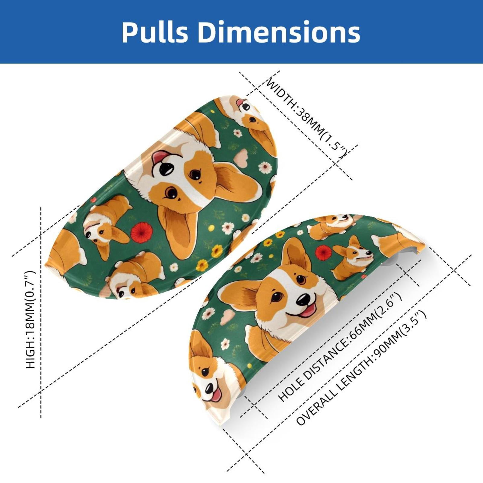 PhooArto 6 Pcs Cup Drawer Pulls, Cartoon Dog Cute Corgis Pattern Shell Shape Handles Cabinet Knobs for Dresser Cupboard Closet Wardrobe with Screws