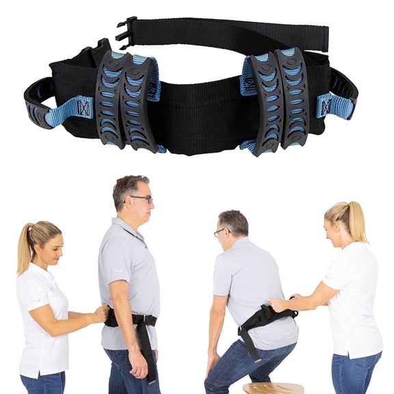 UHIAGREE Gait Belt Transfer Belt for Senior with 6 Handles,350 lb,Quick Release Buckle,Blue & Black