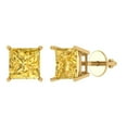 thumbnail image 2 of 3 Ct Princess Cut Studs Yellow Natural Citrine 14K Yellow Solid Solid Gold Everyday Dainty Earrings Screw Back, 2 of 7