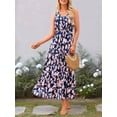 thumbnail image 3 of Women's Summer Dresses Casual Sleeveless Maxi Dresses Cute Floral Long Dress Wedding Guest Dress Navy Blue M (Casual Summer Dresses With Pockets), 3 of 8