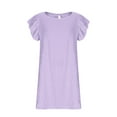 thumbnail image 6 of Girls Ruffle Summer Dress Size 6 Flutter Sleeve Casual Sun Dress Vacation Midi A Line School Dresses Purple, 6-7 Years, 6 of 7