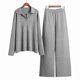 thumbnail image 3 of Conjuntos de Dos Piezas para Mujer, Sudadera de Larga con Cuello en V y Pantalones Anchos, Conjuntos de Chándal para Estar en Casa Gris M, 3 of 8