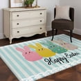 thumbnail image 4 of Easter Area Rug 3x5 Washable Rug Non Slip Polka Dot Bunny Farmhouse Vintage Green Striped Large Area Rug Indoor Floor Carpet for Entryway Bedroom Kitchen Living Room Home Office Dining Room Nursery, 4 of 8