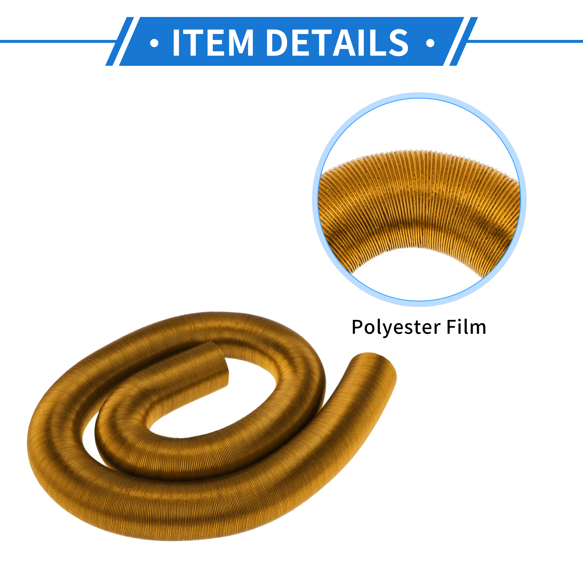 Unique Bargains 60mm Dia 300cm Car Heater Duct Pipe   Aluminum Foil Warm Air Ducting Hose for Diesel Heater Gold Tone