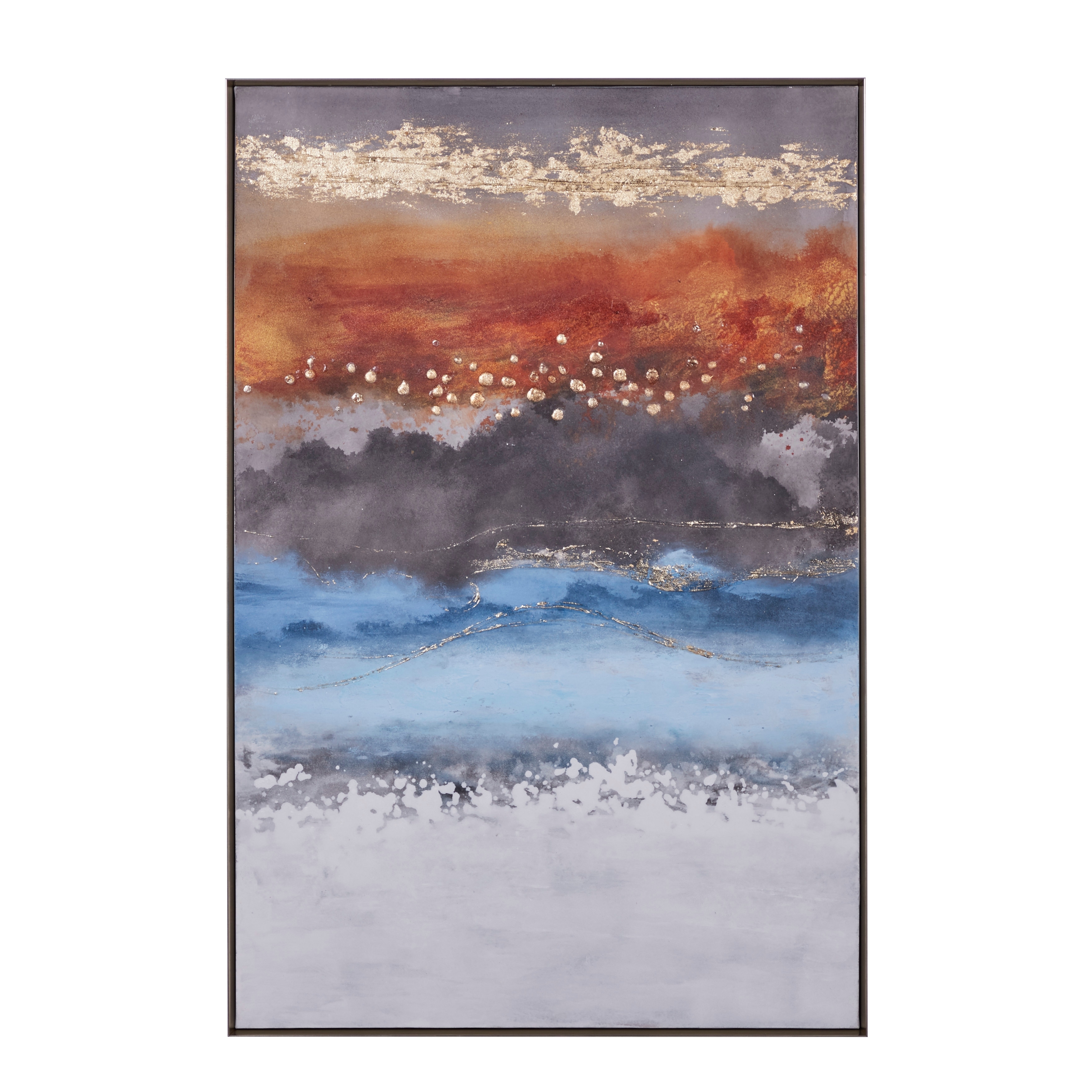 32" x 47" Abstract Framed Wall Art with Gold Frame, by DecMode