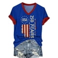 thumbnail image 3 of YVNAURA Womens 250th Anniversary V Neck T Shirt 1776-2026 American Flag Graphic Tee Patriotic 4th of July Top Independence Day Outfit Memorial Day Shirt Sparkle Print, Blue, 2XL, 3 of 7
