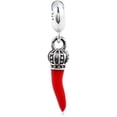 thumbnail image 2 of ORUYROP Italian Red Horn Charm Authentic 925 Sterling Silver Crown Bead, 2 of 4