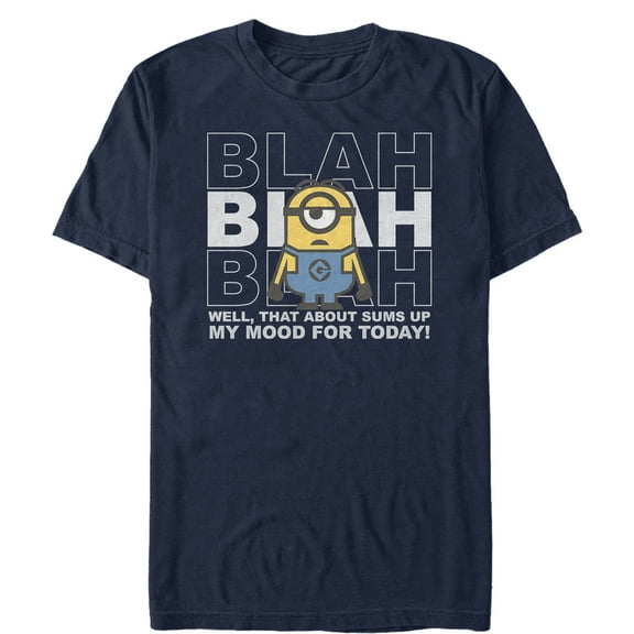 Men's Despicable Me Minion Blah Mood Today Graphic Tee Navy Blue 2X Large