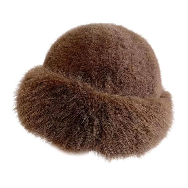 Gorro ruso para mujer, estilo pescador, de felpa, para invierno, para moto y nieve. Café