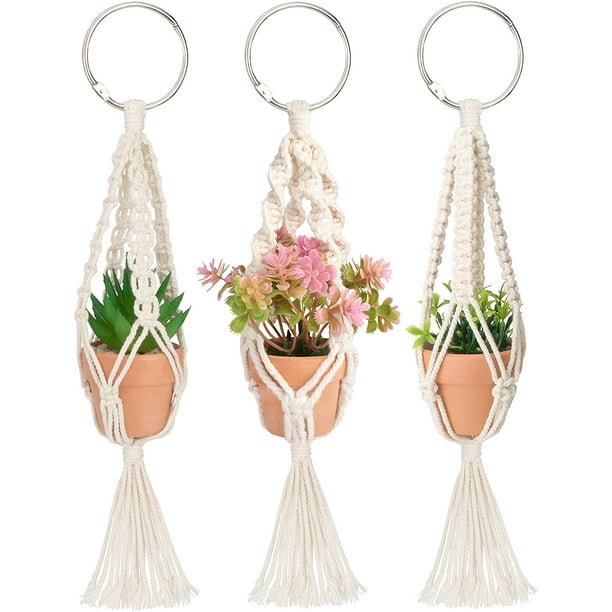 Macrame Plant Hangers,Plant Hangers with Artificial Succulent Plants
