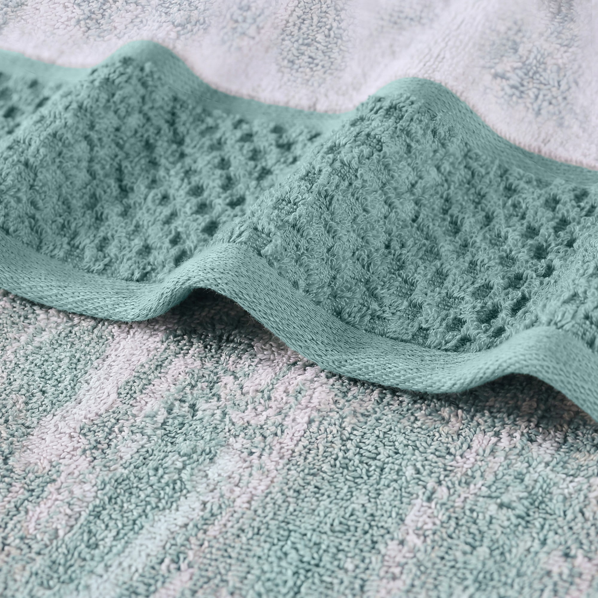 Superior Modern Cotton 8 Piece Bathroom Towel Set Mixed Pattern Solid, Cyan