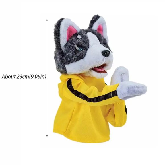 Kung Fu Animal Toy Husky Gloves Dog Interactive Hand Boxing Puppet Finger Battle Sound Plush Toy Doll Birthday Gift