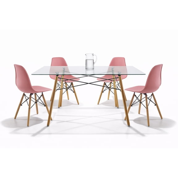 Set de 4 Sillas y Comedor Mundo In  Sillas JM-1618 Oslo Rosa y Comedor Rectangular