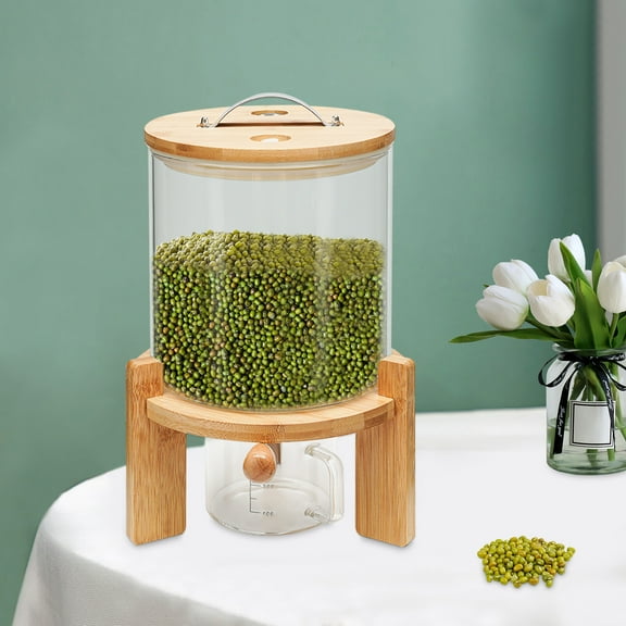 5L Cereal Dispenser, Glass Bottle Storage Container with Valve for Grain