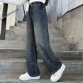 thumbnail image 6 of kpoplk Girls Baggy Jeans Streetwear Denim Cargo Pants Kids Distressed Elastic High Waist Wide Leg Clothes Multiple Pockets(Blue,12-14 Y), 6 of 9