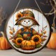 thumbnail image 1 of Letrero redondo de madera Fiudx con forma de calabaza y girasol, 1 of 5