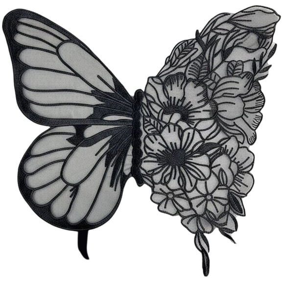 Hzzsbu Large Butterfly Embroidery Appliques Lace Fabric Clothes Patches For Wedding Dress Bridesmaid DIY Decor