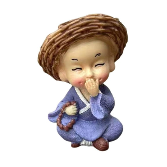 Japceit Brazilian Wood Potted Plant Decor, Monk Style Mini Bonsai Tree for Home Office Desk, Natural Wooden Sculpture for Shelf, Tabletop Display