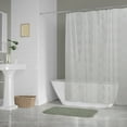 thumbnail image 5 of 6' White and Gray Shower Curtain with Leaves and Seashells Design, 5 of 5