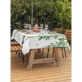 thumbnail image 2 of Outdoor Tablecloth with Umbrella Hole and Zipper, Spring Botanical Rectangle Table Cloth 60x84 Inch Waterproof Tablecloth, Watercolor Leaves Flowers Birds Country Picnic Table Cover for Patio Camping, 2 of 7
