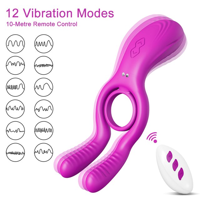 XBONP Vibrating Penis Ring Male Sex Toy Vibrator, Remote Control 3 in 1 Penis Ring Male Sex Toys for Men,Waterproof Men’s Dual Rings,Soft Stretchy Sex Toys for Couples