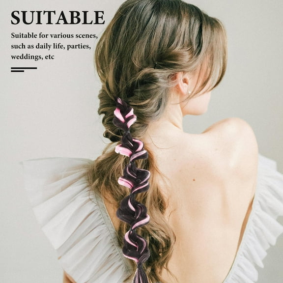 FRCOLOR Bubble Braided Ponytail Extensions With Hair Tie For Girls Braid Hair Extension Human Hair Ponytail Extension Hair Extensions Ponytail