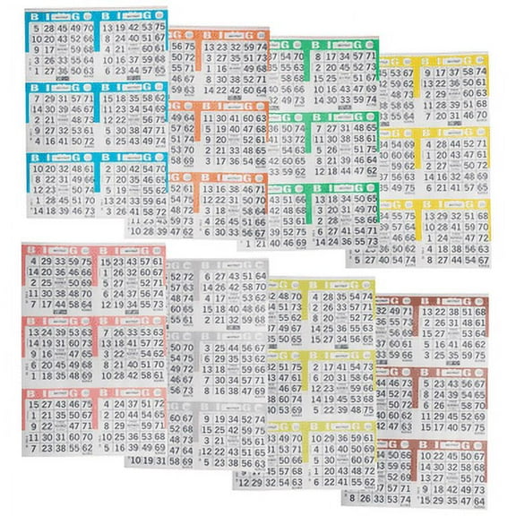 American Games Bingo Paper Game Cards - 6 cards - 8 sheets -100 books per pack - 8 Colors, Made in USA