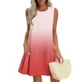 thumbnail image 7 of cocolona Summer Sleeveless Mini Dress Crew Neck Ruffle Flowy Tank Dress Fashion Casual Gradient Color Holiday Beach Sundress L, 7 of 7