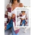 thumbnail image 6 of Xuanfei Women Striped Color Block Open Front Lantern Long Sleeve Cardigan Sweater Coat With Pocket, 6 of 7