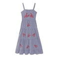 thumbnail image 5 of XIAOCHA Women's Lobster Embroidered Dress Relaxed Tiered Spaghetti Strap Square Neck Maxi Dress Lightweight Playful Vacation Dresses, 5 of 9
