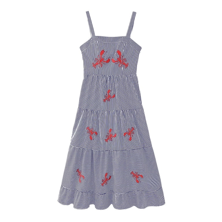 lobster embroidered dress Lobster Tiered Dress