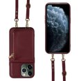 thumbnail image 4 of Nalacover RFID Blocking Wallet Case for iPhone 11 Pro Max, Shockproof PU Leather Magnetic Button Zipper Purse Card Slots & Kickstand Crossbody Phone Case with Shoulder & Wrist Strap,Winered, 4 of 12