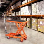 BENTISM Hydraulic Lift Table Cart 500 lbs Manual Scissor Lift Table 28.5" Orange