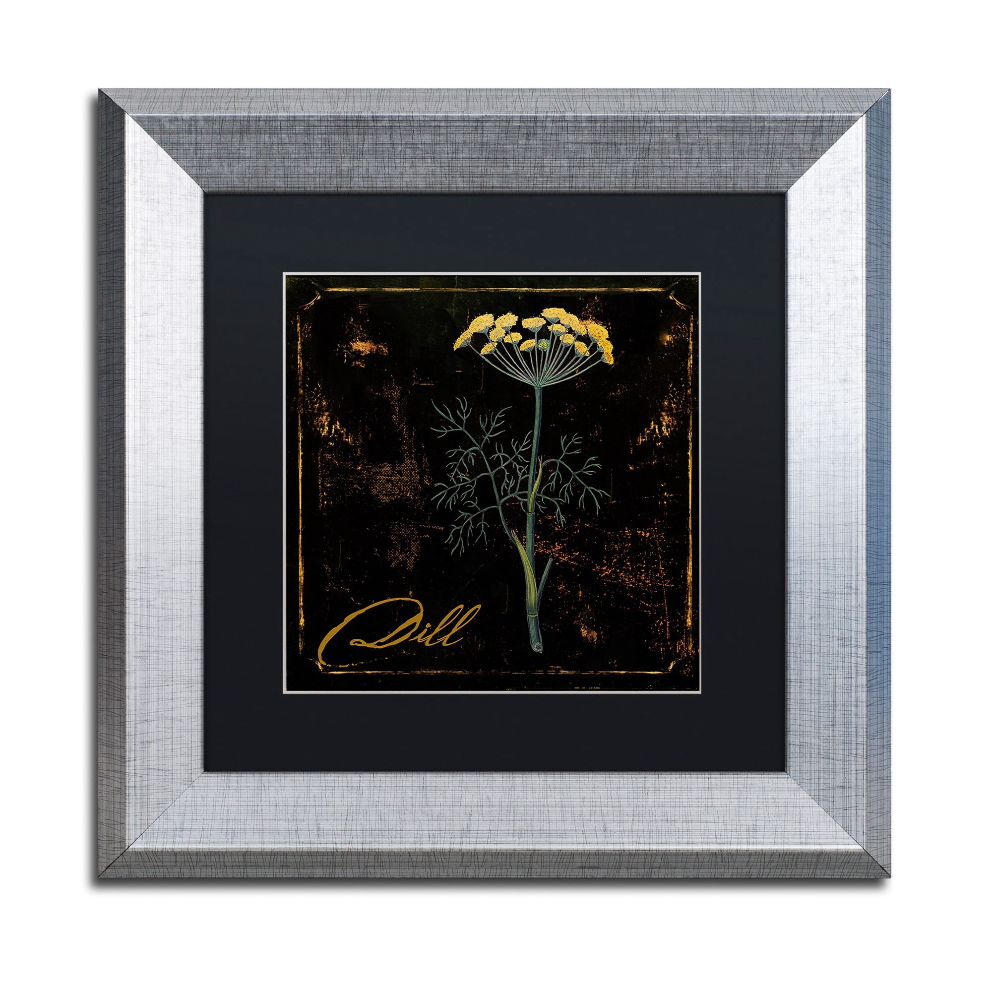 Trademark Fine Art "Black Gold Herbs I" Canvas Art by Color Bakery Black Matte, Silver Frame