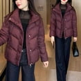 thumbnail image 2 of hoksml Winter Short Down Coat for Women, Casual Oversized Puffer Jacket, Warm Zip-Up Lightweight Outerwear, 2 of 4