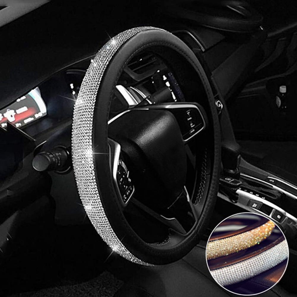 Steering Wheel Cover Bling Bling Rhinestones Crystals Car Handcraft Steering Wheel Covers Leather For Girls Walmart Com Walmart Com