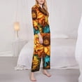 thumbnail image 3 of Honeii Deep Yellow Colorful Sunflower print Women's Pajama Sets Long Sleeve Button Down Sleepwear Nightwear Soft Pjs Lounge Sets-X-Large, 3 of 7