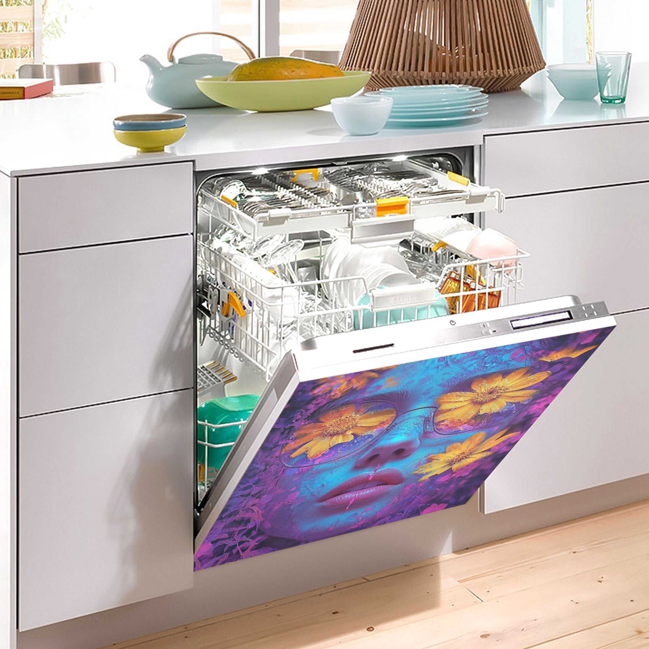 Dishwasher Magnetic Sticker 23x26 Inch Refrigerator Magnetic Sticker Washing Machine Magnetic Sticker Kitchen Panel Magnetic Sticker Home Decor Beautiful Blue Beauty