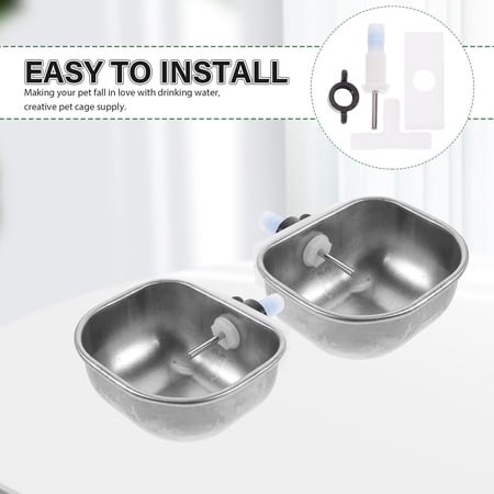 OUNONA Automatic Rabbit Feeder Stainless Steel Multi-Color Large Capacity Easy Install 3Pcs