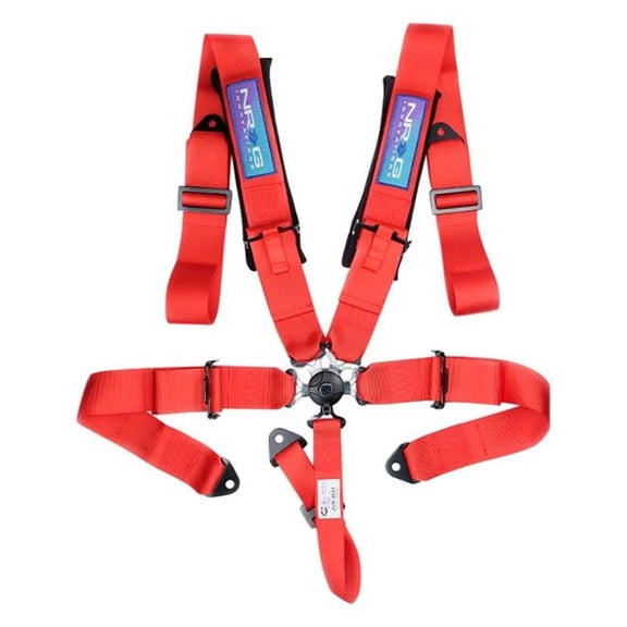NRG SBH-B6PCRD 3 in. 5-Point Seat Belt Harness & Cam Lock, Red