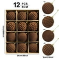 thumbnail image 3 of 12PCS Brown Velvet Christmas Ornaments 3.15 Inch, Flocked Shatterproof Xmas Tree Balls for Holiday Home Wedding Party Decorations, 3 of 7