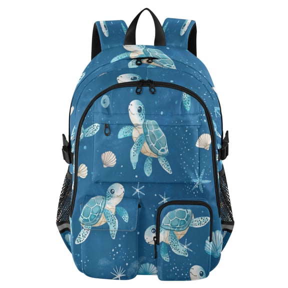 30L Backpack Durable Computer Bag for College & Travel Lightweight Daypack Fits 15.6" Laptop Cute Turtles Pattern