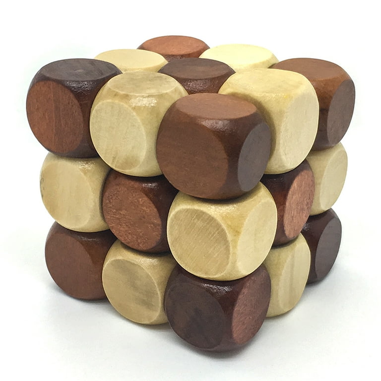 PicassoTiles Genius STEM Wooden Burr Cube Puzzle with