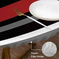thumbnail image 6 of Round Tablecloth Abstract Red Black White Striped Elastic Edge Fitted Minimalist Plastic Table Cover,Waterproof Oil Proof for Dinner,Outdoor, Picnic, 45"- 54" DIA Tables, 6 of 8