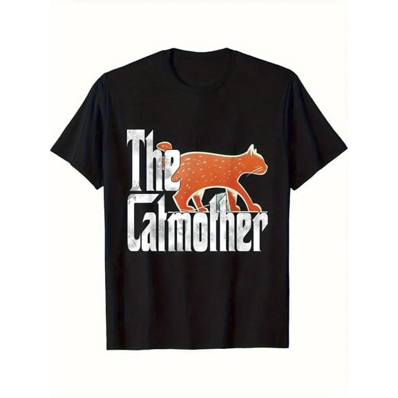 Funny Graphic Tee,Tops Has"The Catmother"Cat Mom Graphic,Round Neck Regular Fit T-shirts, Size(S-5XL)